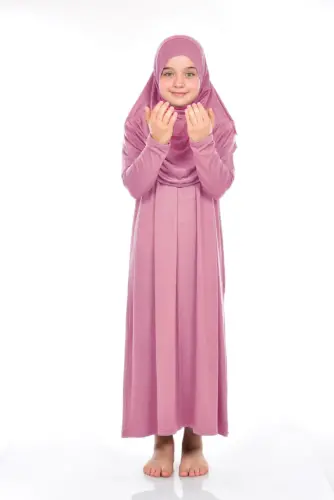 İhvan Child Practical Prayer Dress 9-11 Years Dried Rose - 1