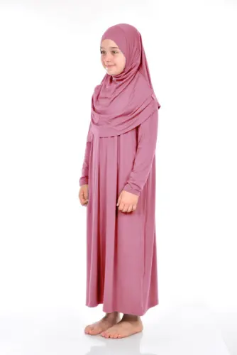 İhvan Child Practical Prayer Dress 9-11 Years Dried Rose - ihvanonline (1)