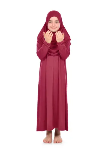 Ikhwan Child Practical Prayer Dress 9-11 Years Red Color - ihvanonline (1)