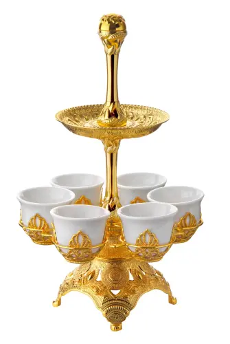 İki Katlı Tablalı Sunum Seti Gold - İhvan (1)