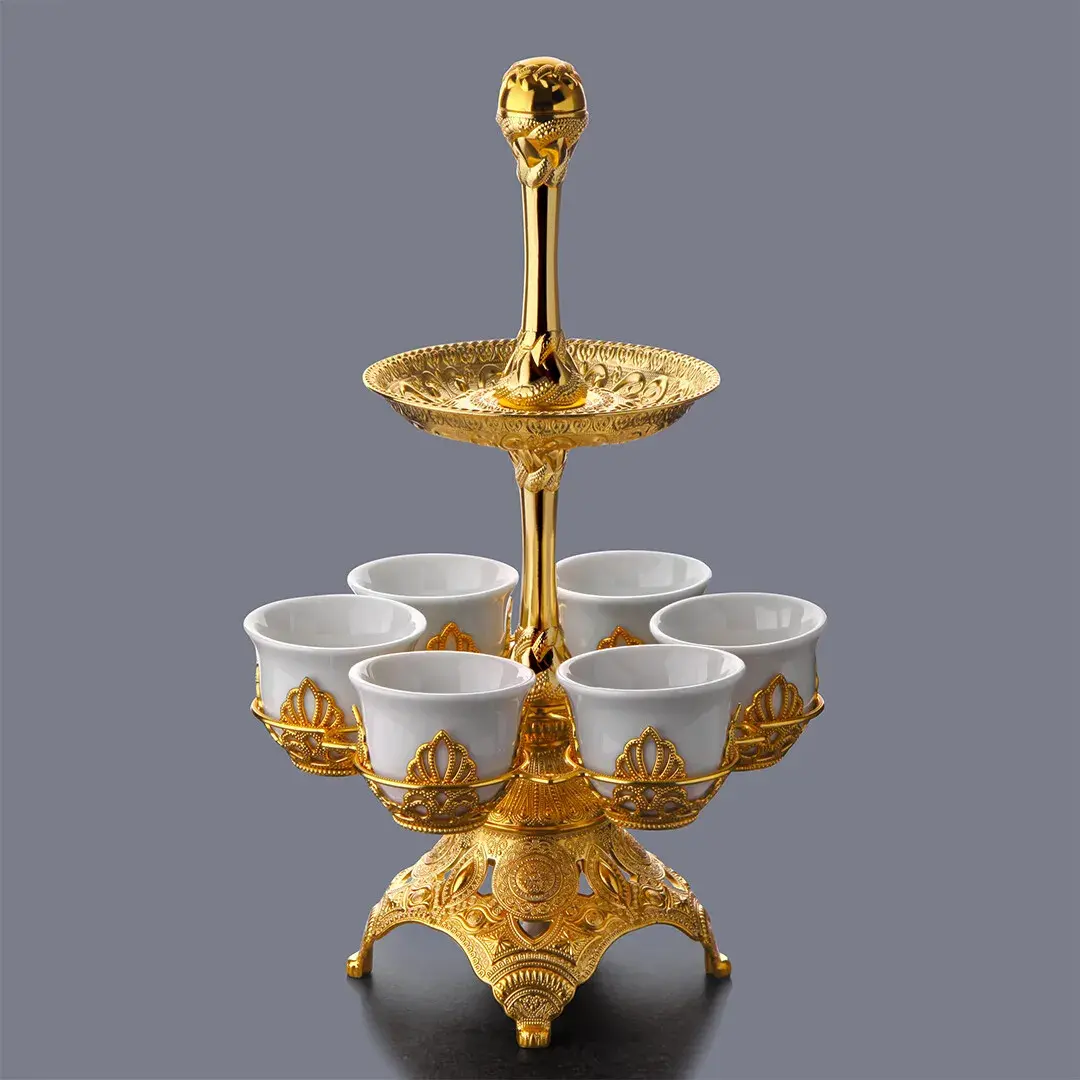 İki Katlı Tablalı Sunum Seti Gold - 3