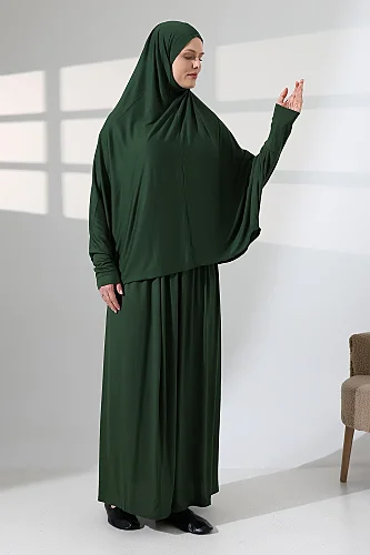 İki Parça Pratik Namaz Elbisesi 8016 Haki - 4