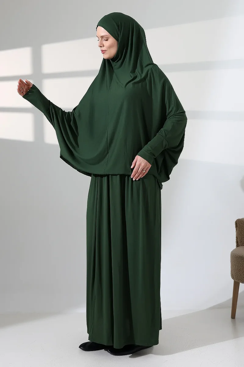 İki Parça Pratik Namaz Elbisesi 8016 Haki - 5