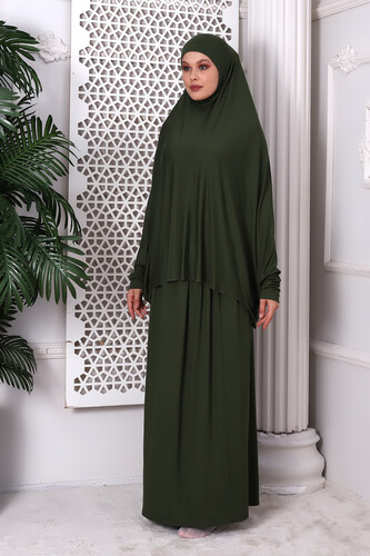 İki Parça Pratik Namaz Elbisesi 8016 Haki 