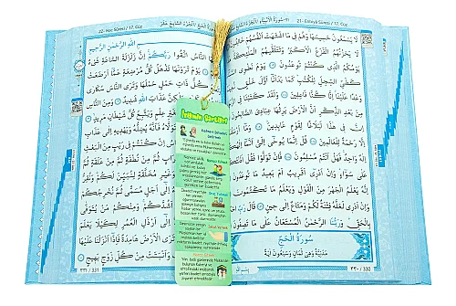 İlk Kuranım Çocuk Serisi - Orta Boy Kuranı Kerim Bilgisayar Hatlı - Arapça Miklepsiz Sıvama Sert Kapak Ayraçlı - Mavi - 7