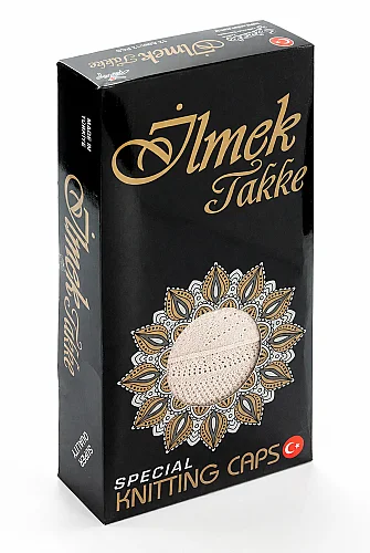 İlmek Dantel Örme Namaz Takkesi - Bej - 4