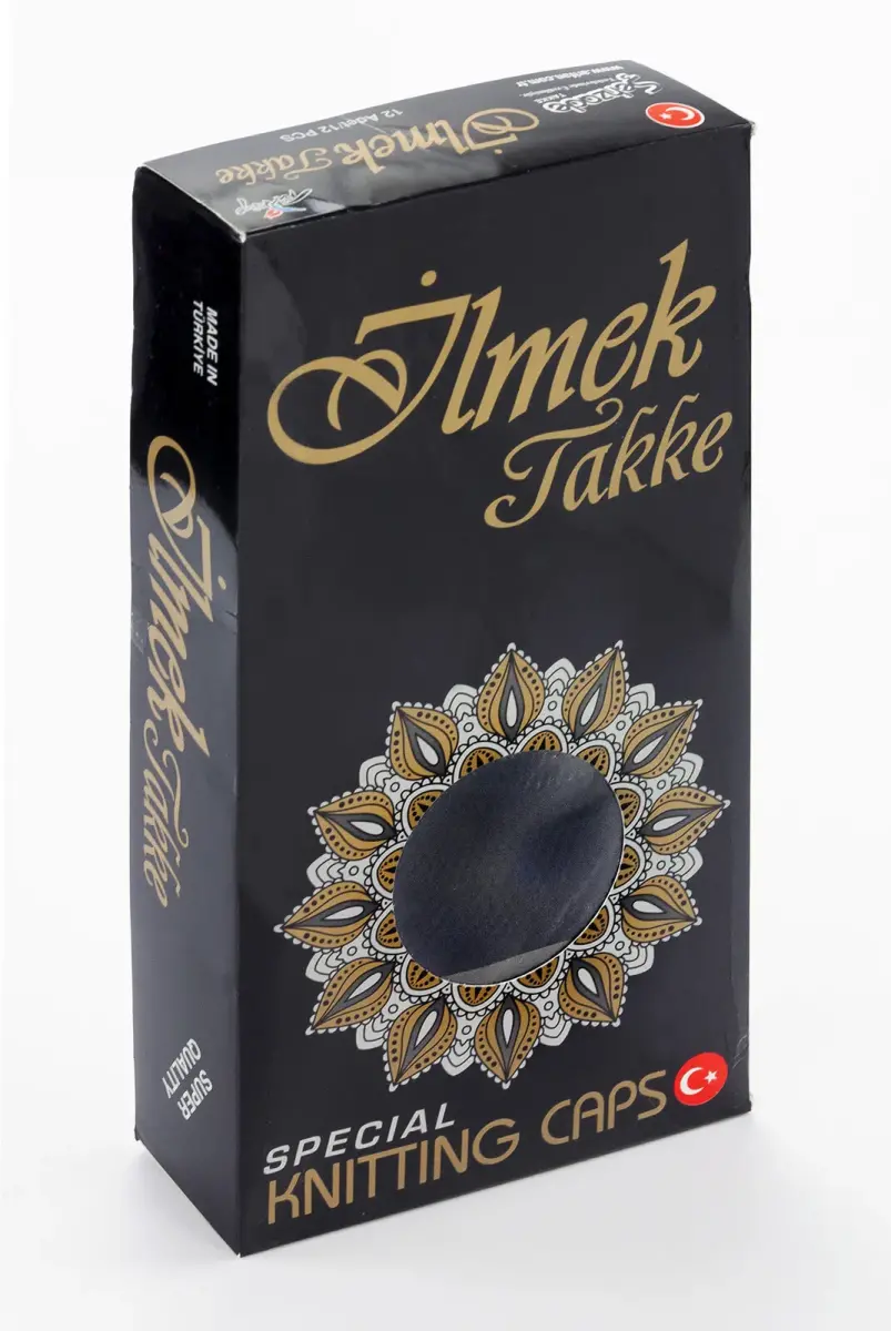 İlmek Dantel Örme Namaz Takkesi - Siyah - 4