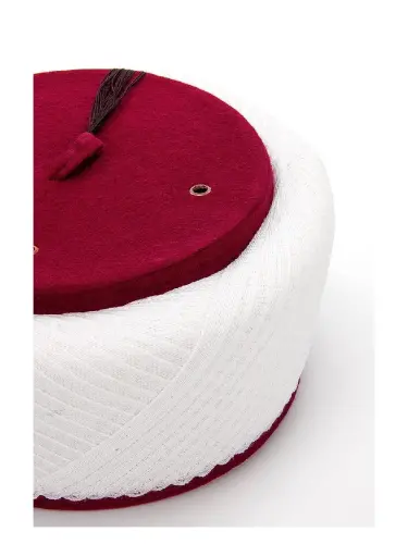 İmam Sarığı - Ankara Çapraz Sarılmış Kadife Sultan Sarık - Bordo - 4