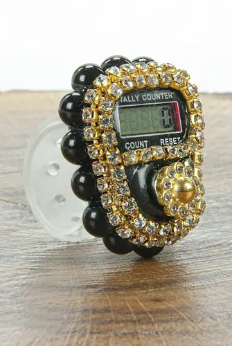 İnci Detaylı Taşlı Zikirmatik Siyah 