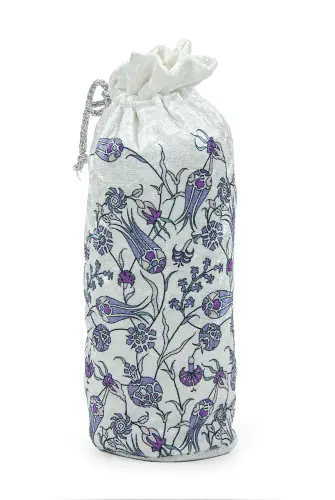 Kadife İpek Dokulu Keseli Lale İşlemeli Seccade - 62x110 cm, Pratik ve Taşınabilir - Mor - 6