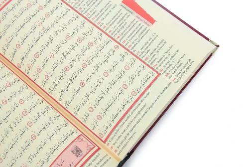 İsim Baskılı Ayet-el Kürsi Desenli Yaldızlı Deri Ciltli Türkçe Mealli Orta Boy Kuranı Kerim Mevlüt Hediyesi Kırmızı - 4