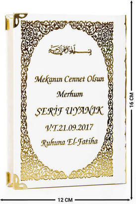 İsim Baskılı Ciltli Yasin Kitabı - Çanta Boy - Beyaz - 128 Sayfa - Mevlit Hediyeliği - 1