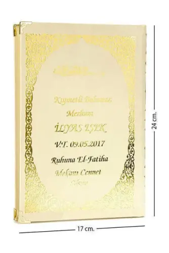 İsim Baskılı Ciltli Yasin Kitabı - Orta Boy - 176 Sayfa - Krem Renk - Dini Hediyelik - 3