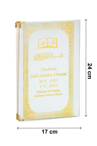 İsim Baskılı Ciltli Yasin Kitabı - Osmanlı Desenli - Orta Boy - 176 Sayfa - Beyaz Renk - Dini Hediyelik - 5