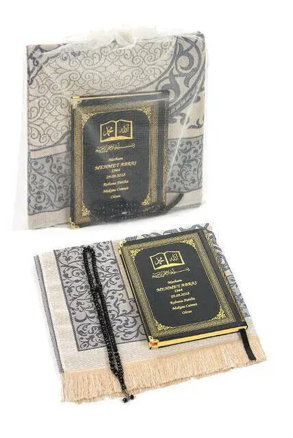 İsim Baskılı Ciltli Yasin Kitabı - Seccade - Kristal Tesbih Set - İslami Hediyeler - 1