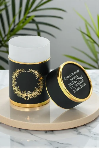 İsim Baskılı Silindir Kutu - Gold Siyah - 1