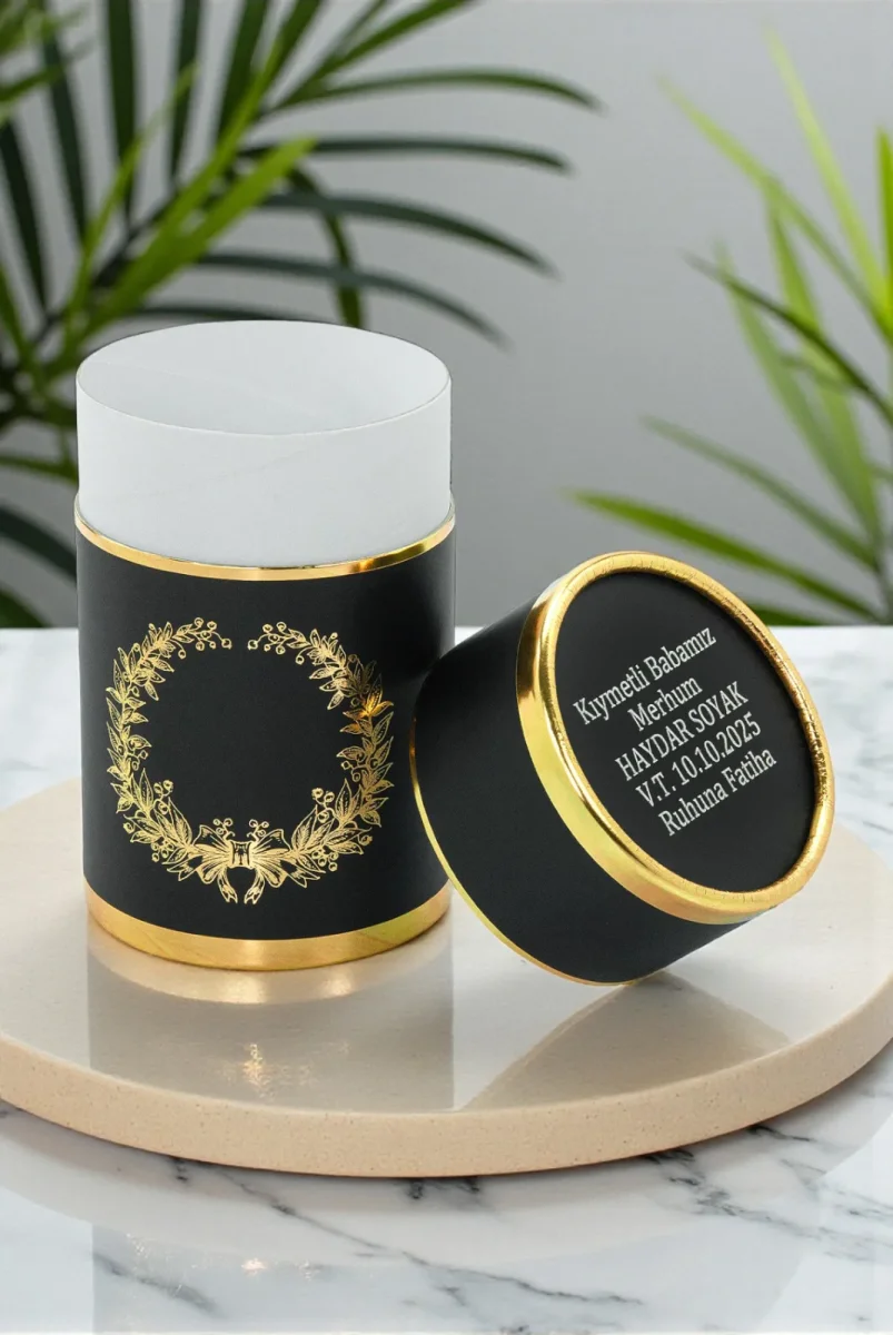 İsim Baskılı Silindir Kutu - Gold Siyah - 1