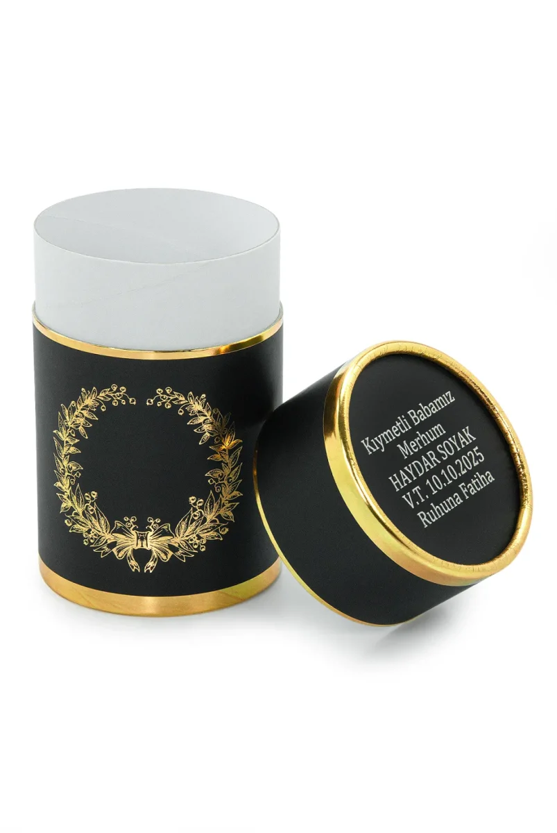 İsim Baskılı Silindir Kutu - Gold Siyah - 2