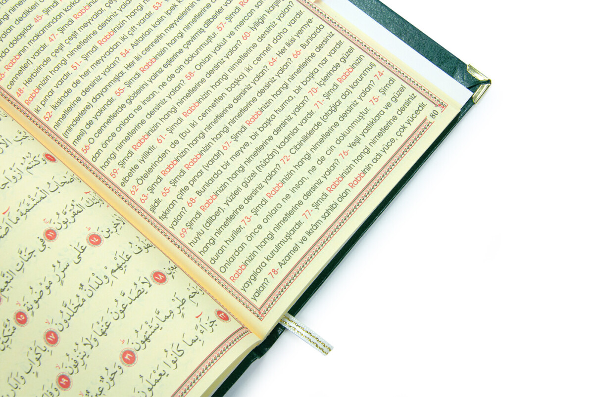 İsim Baskılı Yaldızlı Deri Ciltli Yasin Kitabı - Orta Boy - Şeffaf Kutulu - İnci Tesbihli - Kurdelalı - Yeşil Renk - 6