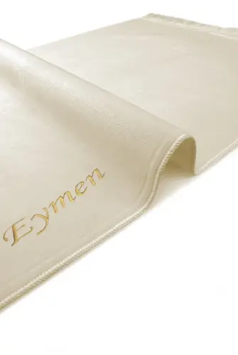 İsim Nakışlı Desensiz Kadife Seccade Krem - ihvanonline (1)