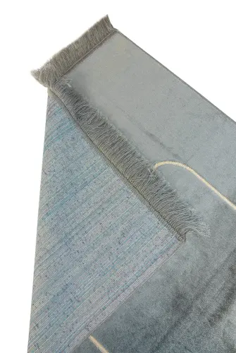 İsim Nakışlı Mihrap Desenli Kadife Seccade Gri - ihvanonline (1)