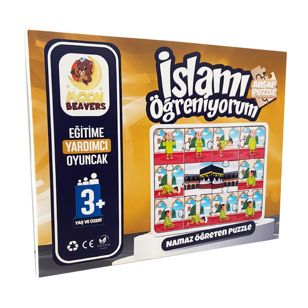 İslamı Öğreniyorum - Namaz Öğreten Yapboz - Ahşap Puzzle - Erkek Çocuk Yapboz - 3 Yaş ve Üzeri Eğitime Yardımcı Oyuncak