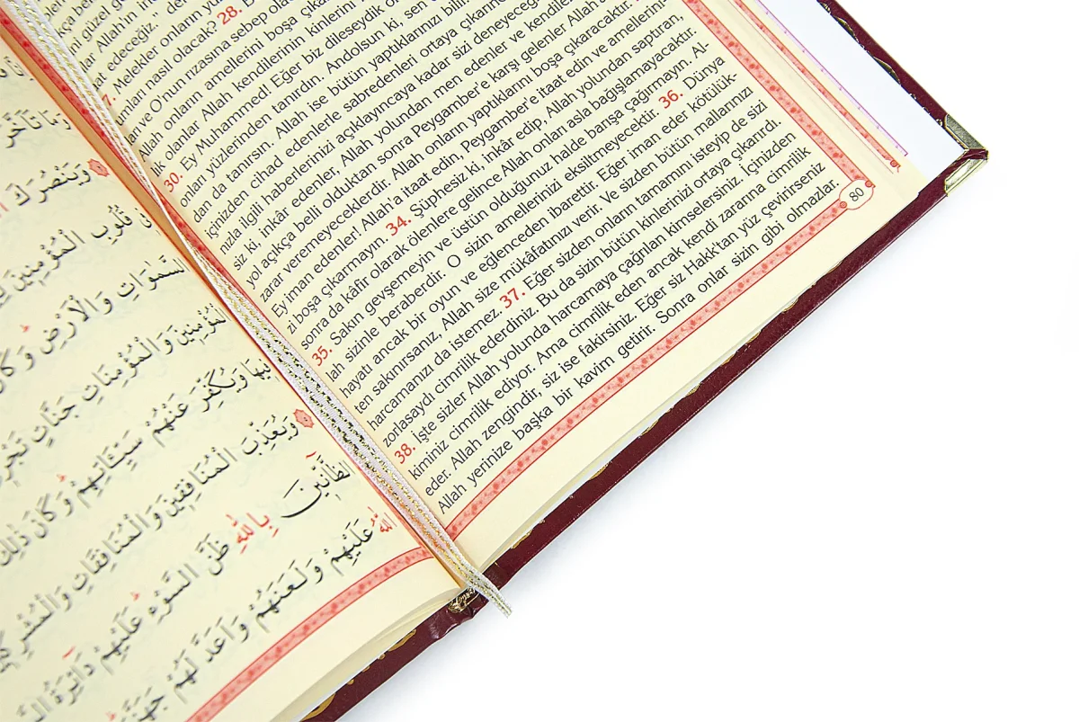 İsme Özel Yaldızlı Deri Ciltli Yasin Kitabı Ayetel Kürsi Desenli Mevlüt Hediyesi Orta Boy 176 Sayfa - Kırmızı - 4