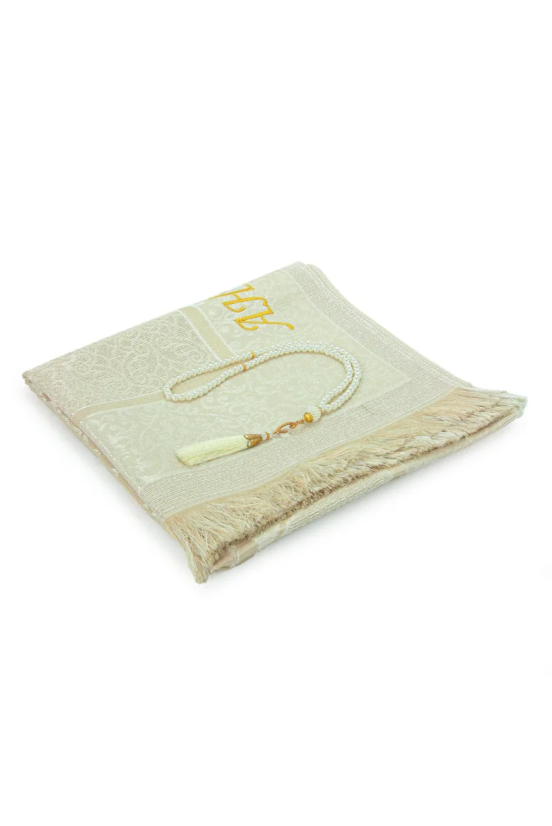 İsme Özel Çeyizlik Seccade Seti Hediyelik Özel Kutulu Krem - 3