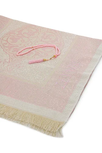 İsme Özel Çeyizlik Seccade Seti Hediyelik Özel Kutulu Pembe - 5