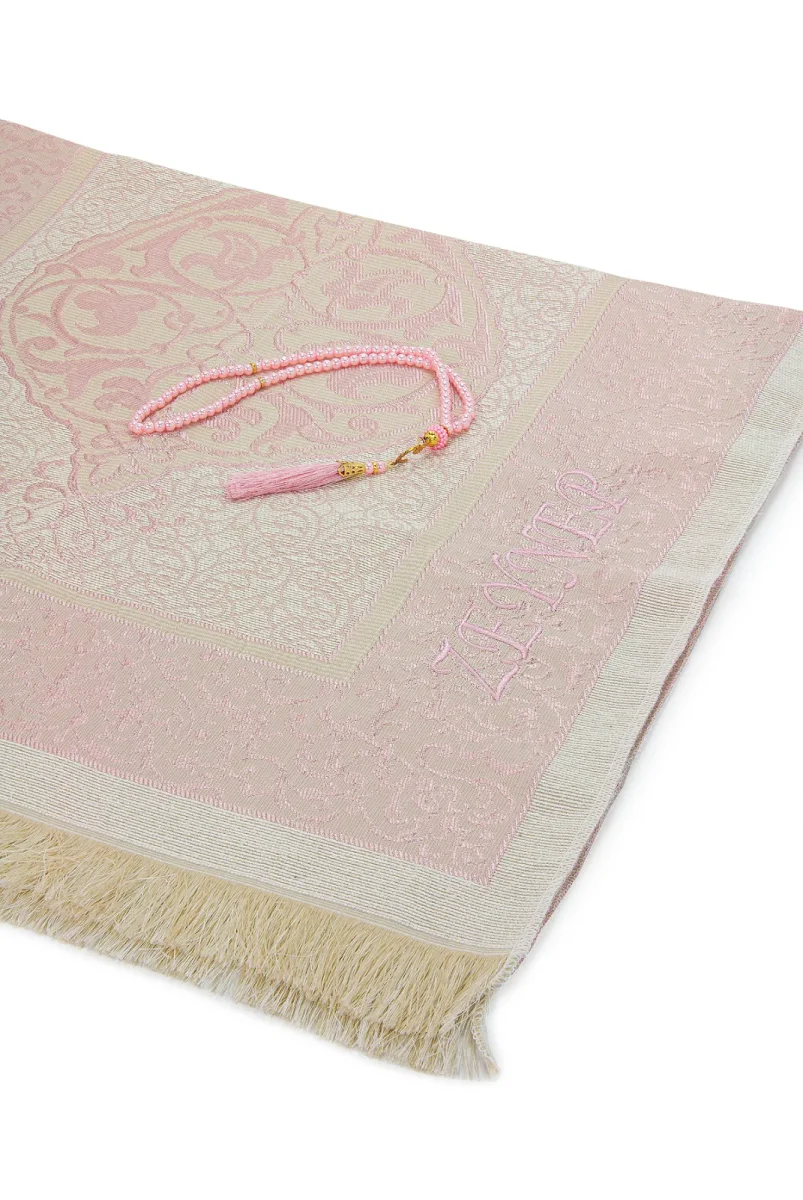 İsme Özel Çeyizlik Seccade Seti Hediyelik Özel Kutulu Pembe - 5