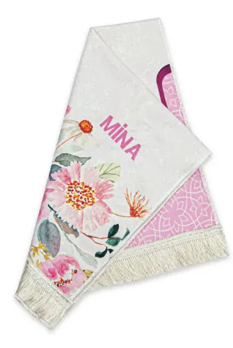 İsme Özel İşlemeli Dijital Baskılı Kız Çocuk Seccadesi - İhvan (1)