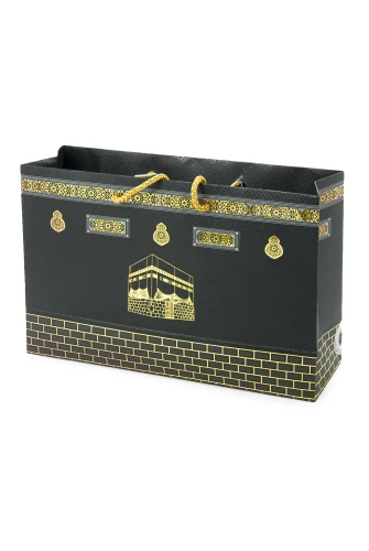 İsme Özel Kabe Desenli Çantalı İsimli Yasin Kitabı, Tesbih, Esans ve Seccade Seti Siyah - 5