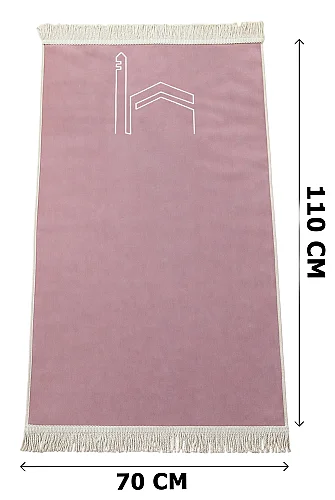 İsme Özel Kabe İşlemeli Lüks Kadife Seccade - Çeyizlik, Hac Umre Hediyelik Namazlık - Pembe - 5