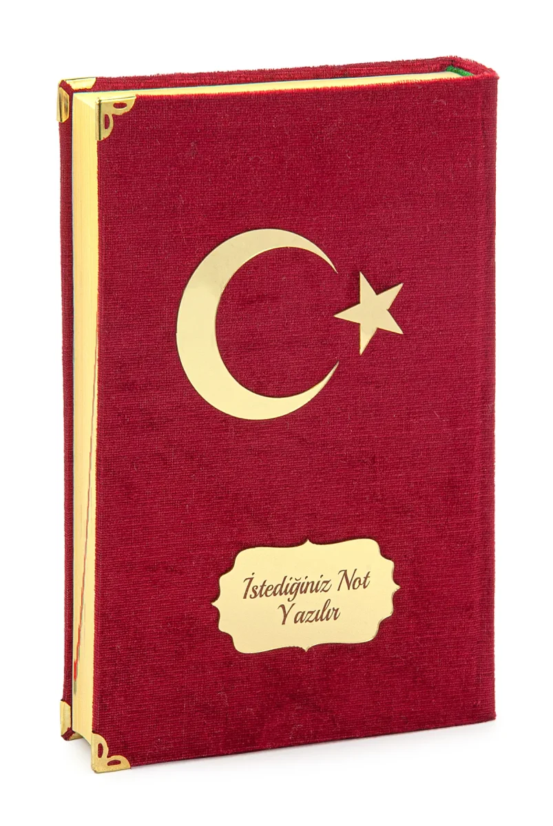 İsme Özel Kadife Kaplı Ay Yıldız Hediyelik Kuranı Kerim - Orta Boy - 1