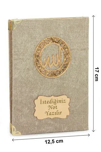 İsme Özel Kadife Yasin Kitabı, Tesbih ve Çantalı Seccade Seti - Mevlüt ve Umre Hediyesi - Gold - 7