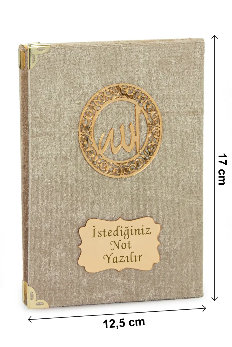 İsme Özel Kadife Yasin Kitabı, Tesbih ve Çantalı Seccade Seti - Mevlüt ve Umre Hediyesi - Gold - 7