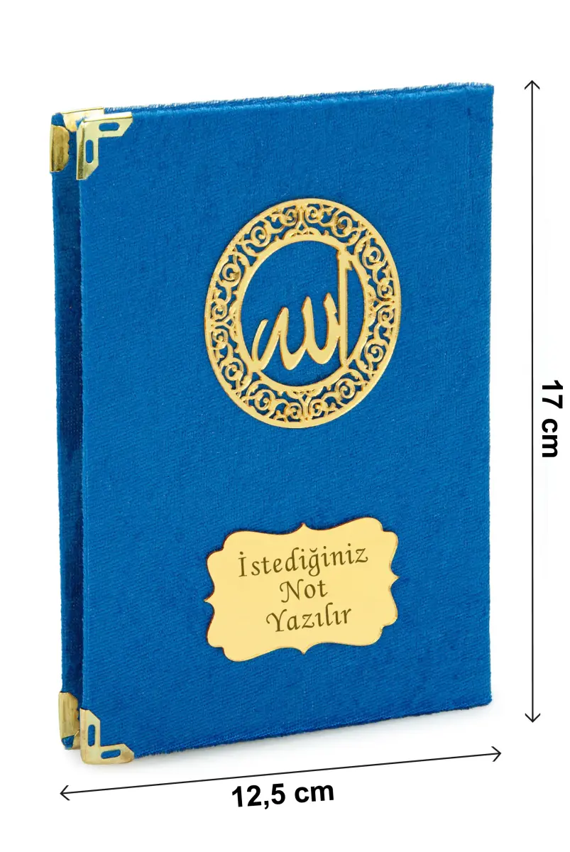 İsme Özel Kadife Yasin Kitabı, Tesbih ve Çantalı Seccade Seti - Mevlüt ve Umre Hediyesi - Lacivert - 6