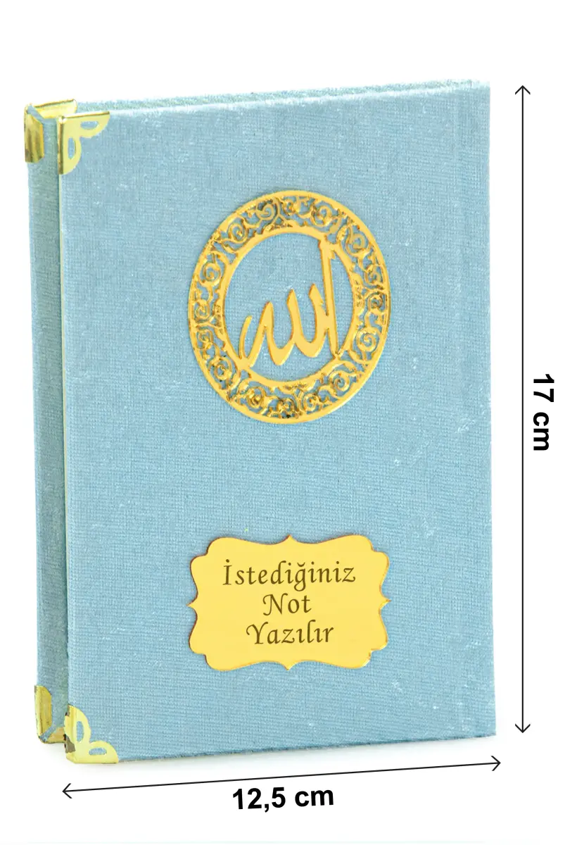 İsme Özel Kadife Yasin Kitabı, Tesbih ve Çantalı Seccade Seti - Mevlüt ve Umre Hediyesi - Mavi - 6