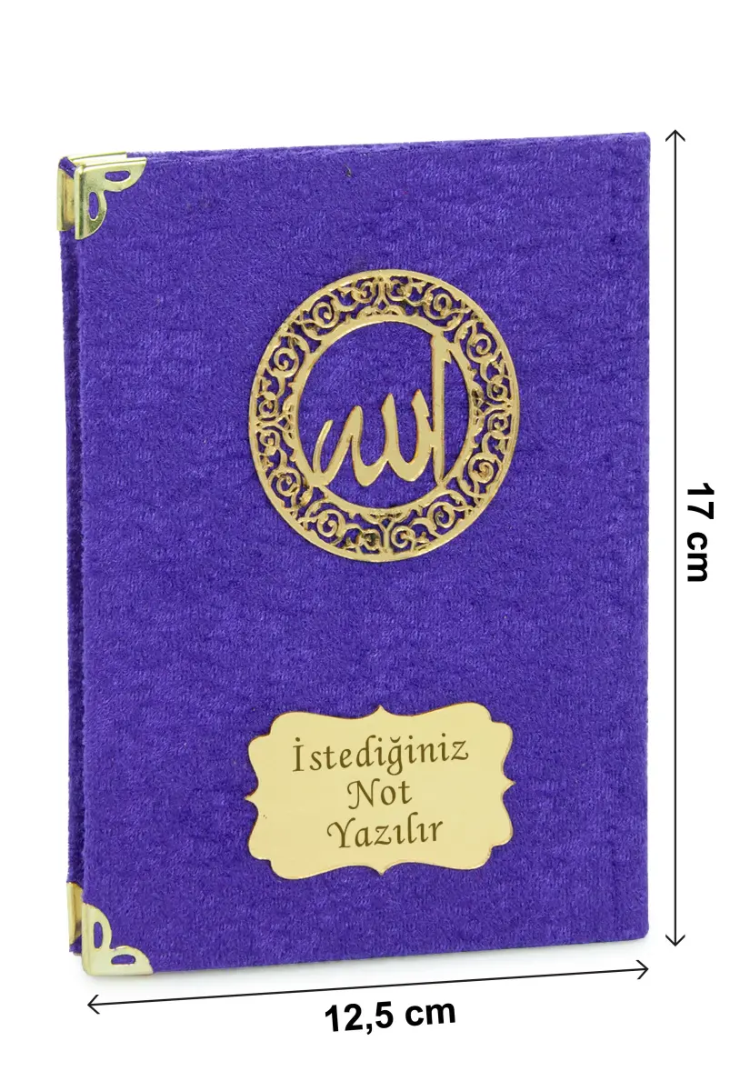 İsme Özel Kadife Yasin Kitabı, Tesbih ve Çantalı Seccade Seti - Mevlüt ve Umre Hediyesi - Mor - 6