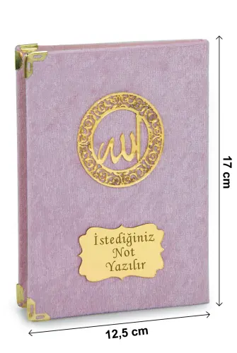 İsme Özel Kadife Yasin Kitabı, Tesbih ve Çantalı Seccade Seti - Mevlüt ve Umre Hediyesi - Pembe - 7