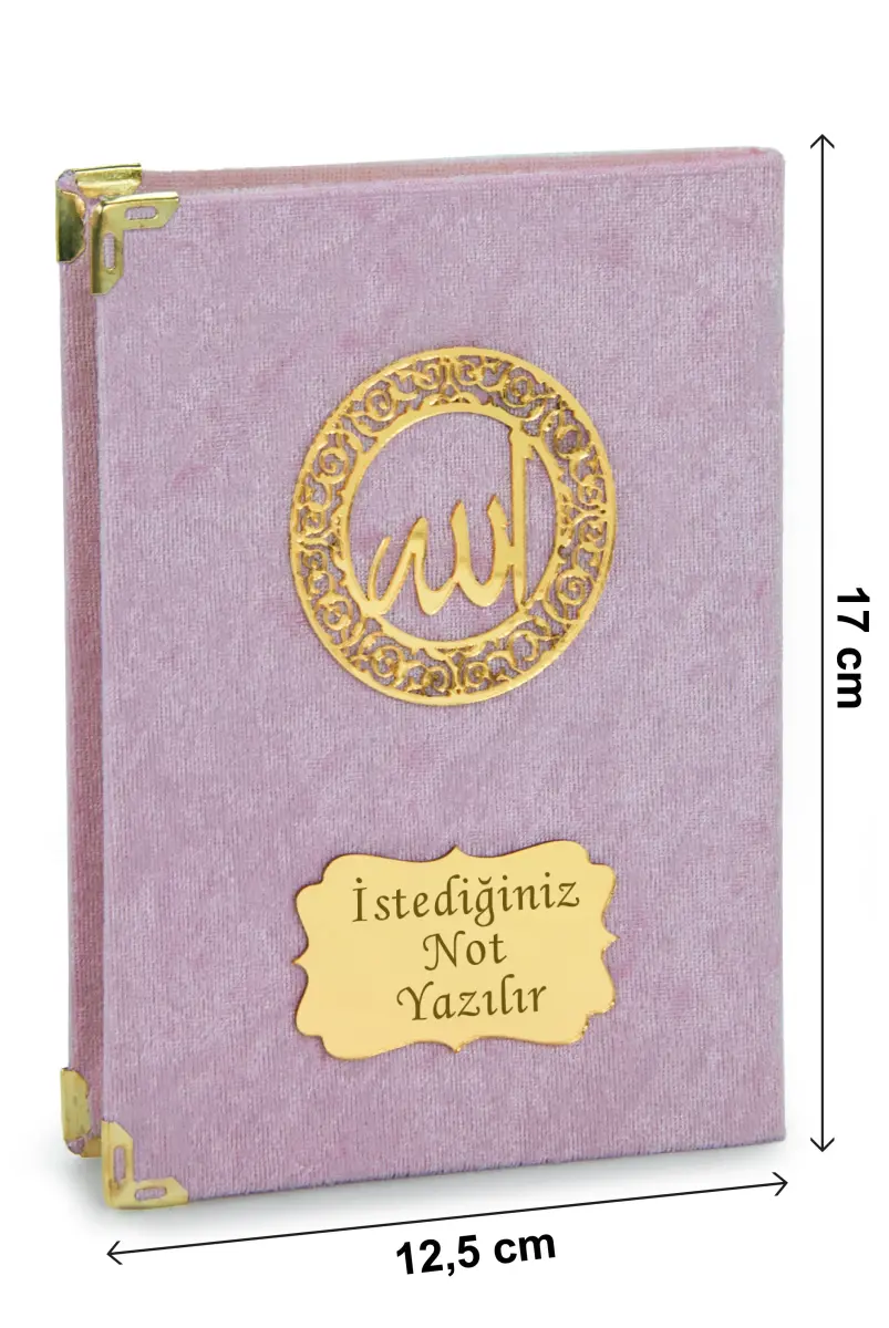 İsme Özel Kadife Yasin Kitabı, Tesbih ve Çantalı Seccade Seti - Mevlüt ve Umre Hediyesi - Pembe - 7