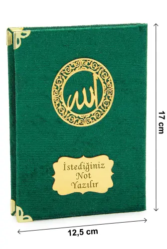 İsme Özel Kadife Yasin Kitabı, Tesbih ve Çantalı Seccade Seti - Mevlüt ve Umre Hediyesi - Yeşil - 8