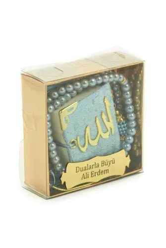 İsme Özel Kutulu İnci Tesbihli Kadife Kaplı Mini Kuran Mevlüt Hediyesi Mavi - ihvanonline (1)