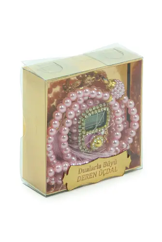 İsme Özel Kutulu İnci Tesbihli Taşlı Zikirmatik Mevlüt Hediyesi Pembe - ihvanonline (1)