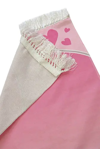 İsme Özel Nakış İşlemeli Kalpli Çocuk Seccadesi Pembe - ihvanonline (1)