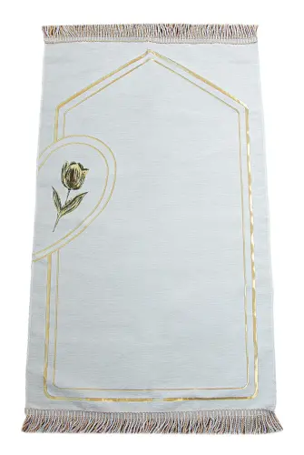 İsme Özel Nakışlı Çiftler İçin Kalpli Yumuşak Dokulu Şönil Seccade Seti Bordo Krem - 5