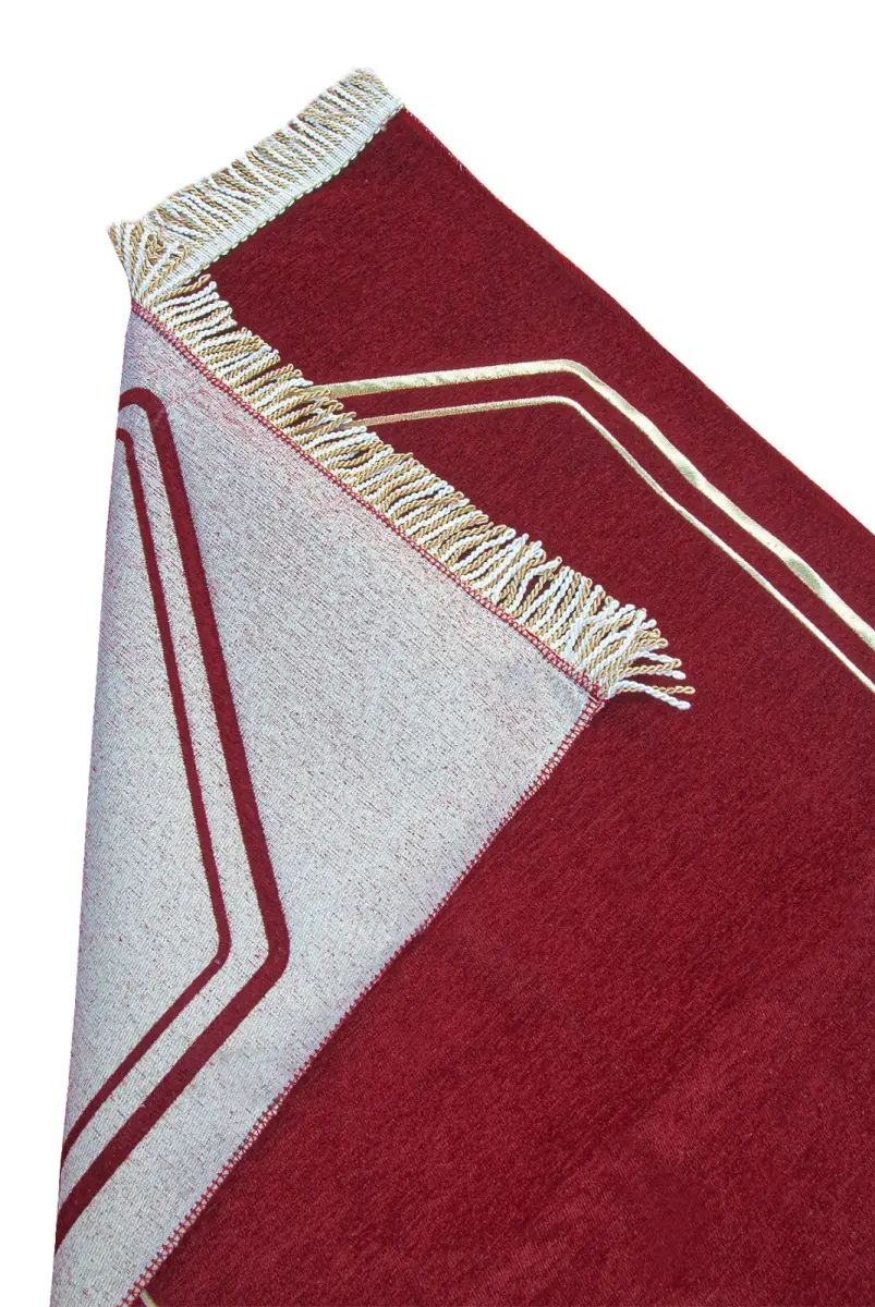 İsme Özel Nakışlı Çiftler İçin Kalpli Yumuşak Dokulu Şönil Seccade Seti Bordo Krem - 8