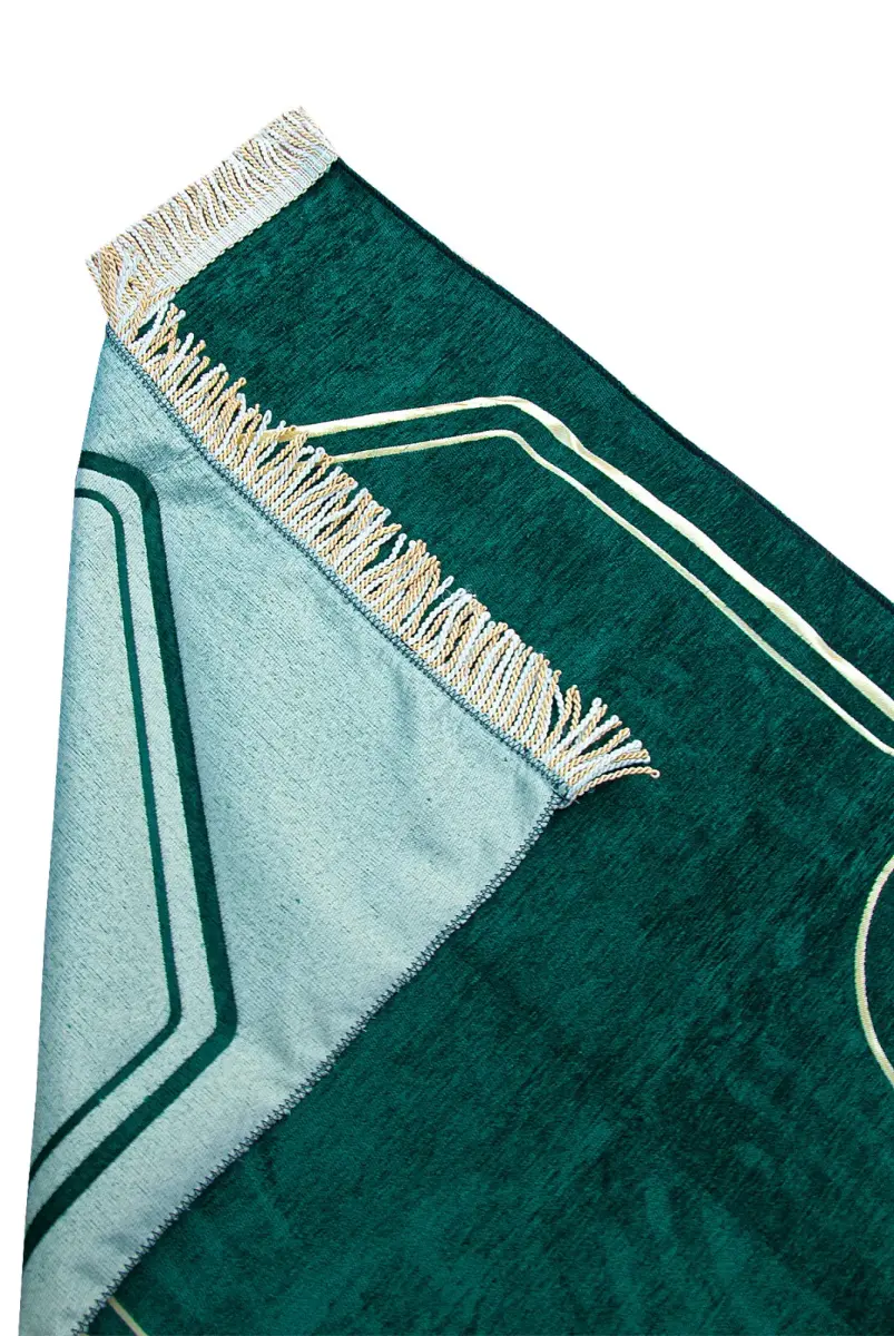 İsme Özel Nakışlı Çiftler İçin Kalpli Yumuşak Dokulu Şönil Seccade Seti Yeşil Krem - 8