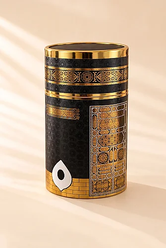 İsme Özel Nakışlı Özel Kabe Kutulu Çeyizlik Hediyelik Seccade ve İsimli Tesbih Seti Siyah - 5