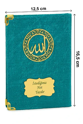 İsme Özel Pleksili Çanta Boy Yasin Seti - Seccadeli Şallı Tesbihli Hediyelik Set - Petrol - 3
